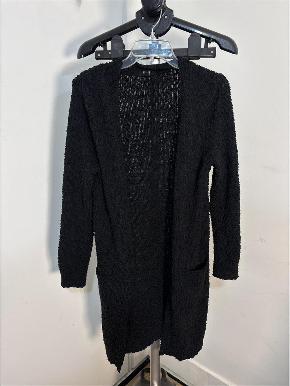 Modern Canvas Black Medium Duster Open Cardigan Sweater Boucle